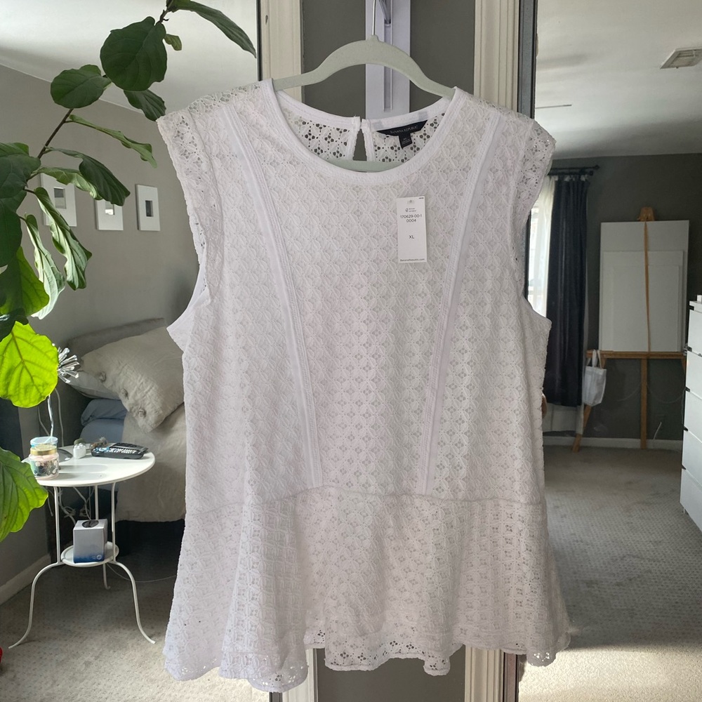 XL white lace top